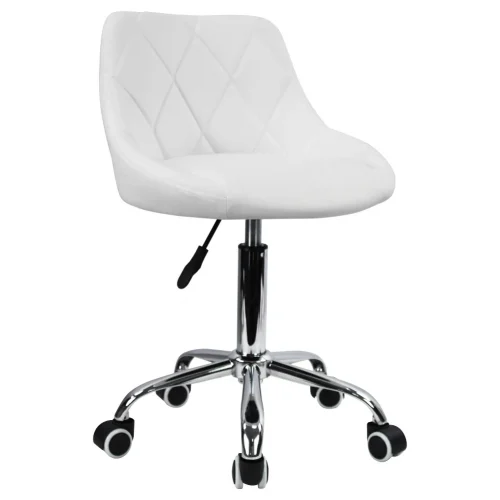 KKTONER Mid Back PU Leather Height Adjustable Swivel Modern Task Chair Computer Office Home Vanity Chair with Wheels White