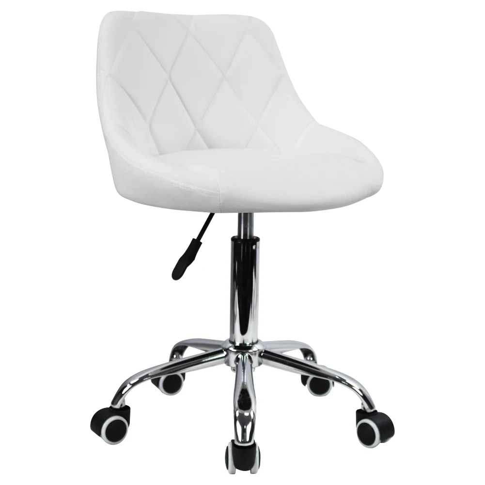 KKTONER Mid Back PU Leather Height Adjustable Swivel Modern Task Chair Computer Office Home Vanity Chair with Wheels White